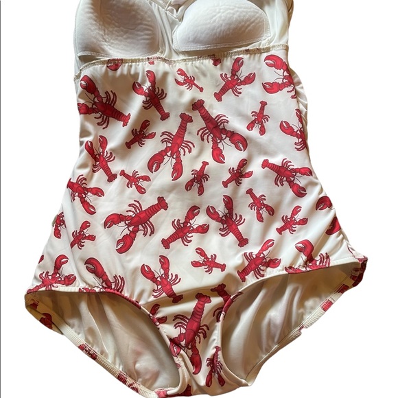 Esther Williams Red and White One Piece Swimsuit with Floral Design - Picture 8 of 15